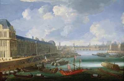 De Seine gezien richting de Pont-Neuf, het Louvre en het College Mazarin, c. 1675 door French School